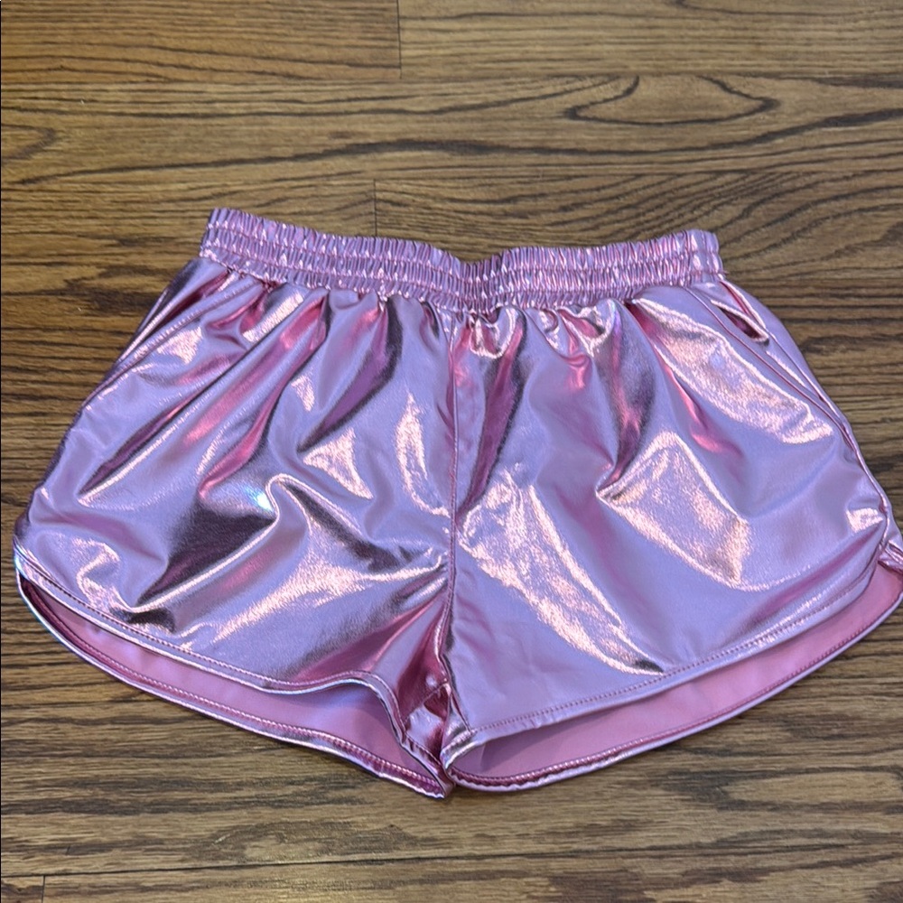 Shiny Pink Girls Shorts Dance Costume Barbie Sz L 10-12